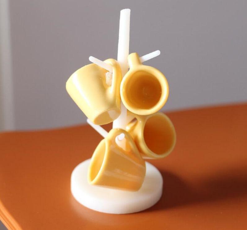 Мініатюра набір чашок із підставкою 1.3 см Жовтий, фото 1