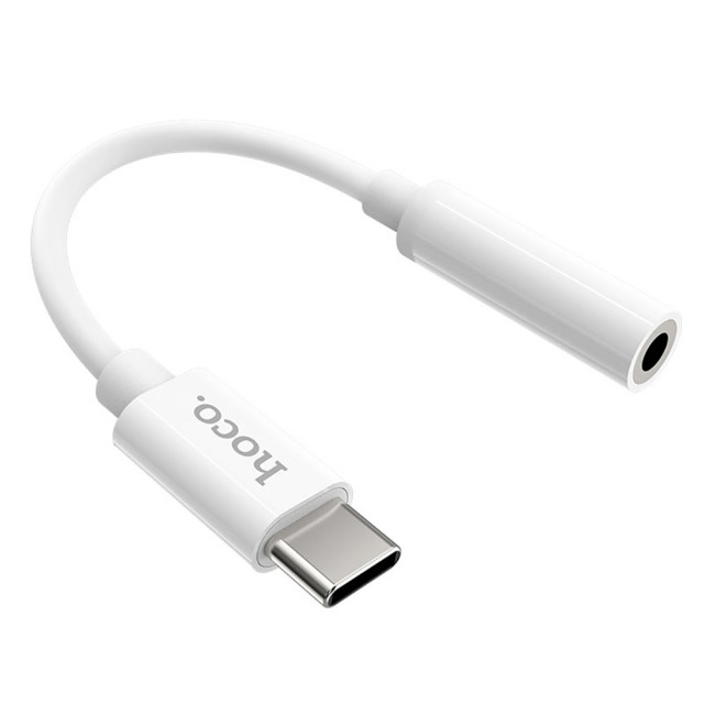 Перехідник адаптер Hoco LS30 аудіо конвертор Type-C to Jack 3.5 AUX (F) 0.115m - White, фото 1