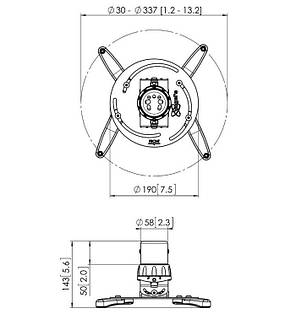 Кронштейн для проектора стельовий Vogel's PPC1500W (білий), фото 3