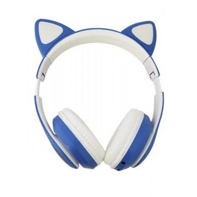 Навушники бездротові Cat Ear VZV-24M Bluetooth з різнобарвною LED-підсвіткою і котячими вушками (53610-E) Сині