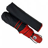 Парасолька жіноча автомат Susino 16301AC 8 спиць (88846-4-E) Чорний з червоною облямівкою, фото 4