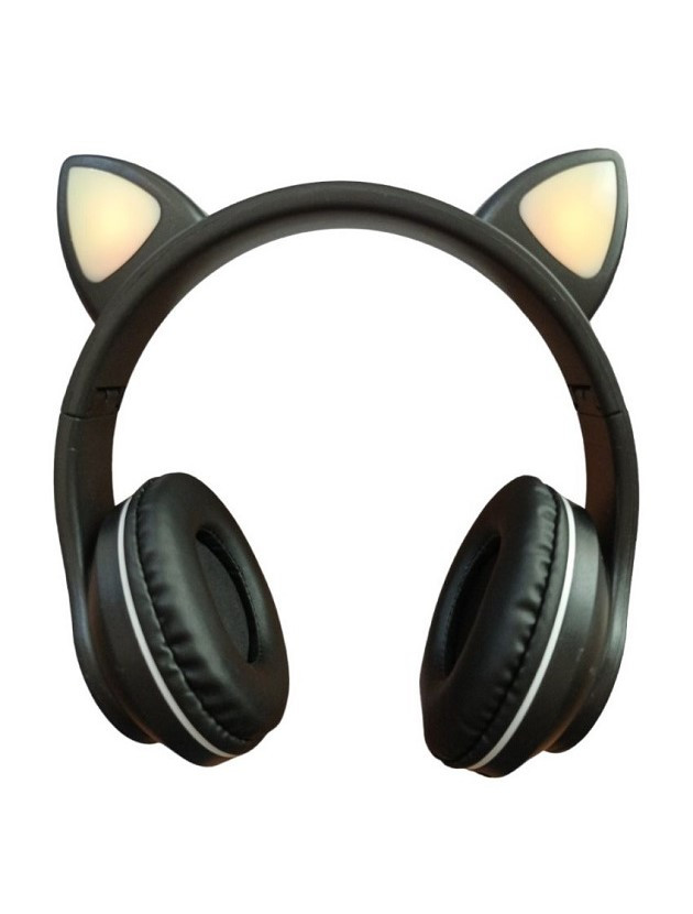 Навушники бездротові Cat Ear VZV-28M Bluetooth з LED підсвічуванням та котячими вушками (53620-E) Чорні