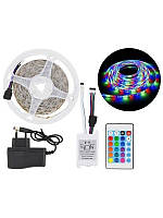 Світлодіодна стрічка SMD 3528 RGB (54 LED/m) 5 метрів на силіконі з блоком та пультом керування (25251-E)