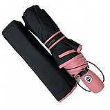 Парасолька жіноча автомат Susino 16301AC 8 спиць (88846-5-E) Чорний з рожевою облямівкою, фото 3