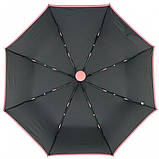 Парасолька жіноча автомат Susino 16301AC 8 спиць (88846-5-E) Чорний з рожевою облямівкою, фото 4