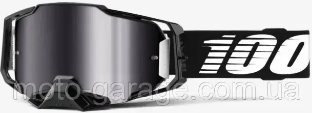 Мото окуляри 100% Armega чорний, лінза Mirror Silver Flash, фото 1
