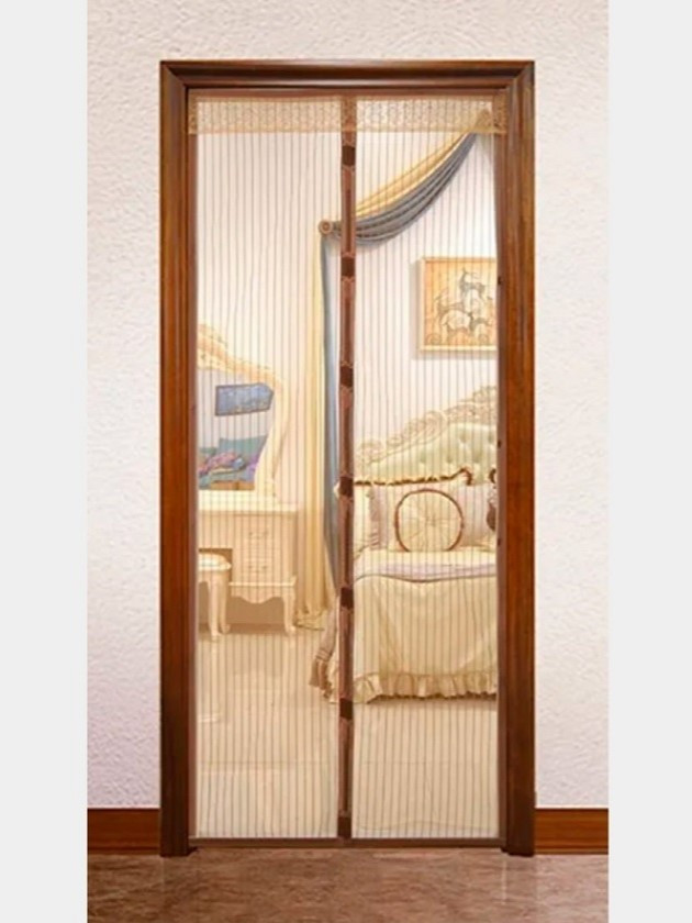 Дверна антимоскітна сітка (штора) на магнітах 210*100 см (65506B-E) Коричнева, фото 1