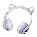 Навушники бездротові Cat Ear VZV-23M Bluetooth з RGB підсвіткою і котячими вушками (53616-E)  Бузкові, фото 3