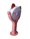 Вентилятор ручний акумуляторний Mini Fan CS092-2 з вушками, підставкою, підсвічуванням та USB-зарядкою Помаранчевий, фото 3