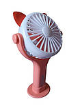 Вентилятор ручний акумуляторний Mini Fan CS092-2 з вушками, підставкою, підсвічуванням та USB-зарядкою Помаранчевий, фото 4