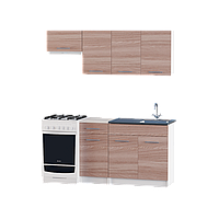 Кухня Эко набор 1.7 со столешницей и накладной мойкой (Правая) Эверест Ясень Шимо темный
