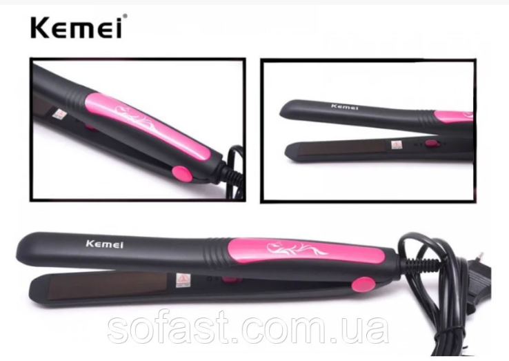 Утюжок выпрямитель для всех видов волос плойка выравниватель с индикатором работы Kemei JB-KM-328. - фото 1 - id-p2008247357