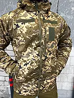 Армейская зимняя куртка SoftShell пиксель, военная зимняя куртка пиксель Omni-Heat куртка зимняя на флисе