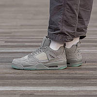 Серая мужская обувь Nike Air Jordan Retro 4. Замшевые кроссы для мужчин Найк Аир Джордан 4.