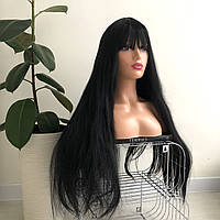 Парик KITTO HAIR длинный в черном цвете с челкой 70 см (0999)