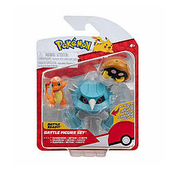 Набор игровых фигурок POKEMON W17 - КАБУТО, ЧАРМАНДЕР, МЕТАНГ (на подставке)