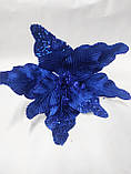 Новорічна прикраса декор Квітка на ялинку синій, іграшки на ялинку, фото 6