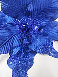 Новорічна прикраса декор Квітка на ялинку синій, іграшки на ялинку, фото 4