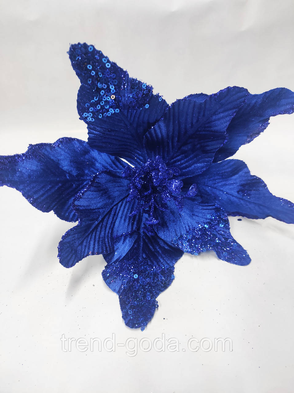 Новорічна прикраса декор Квітка на ялинку синій, іграшки на ялинку, фото 1