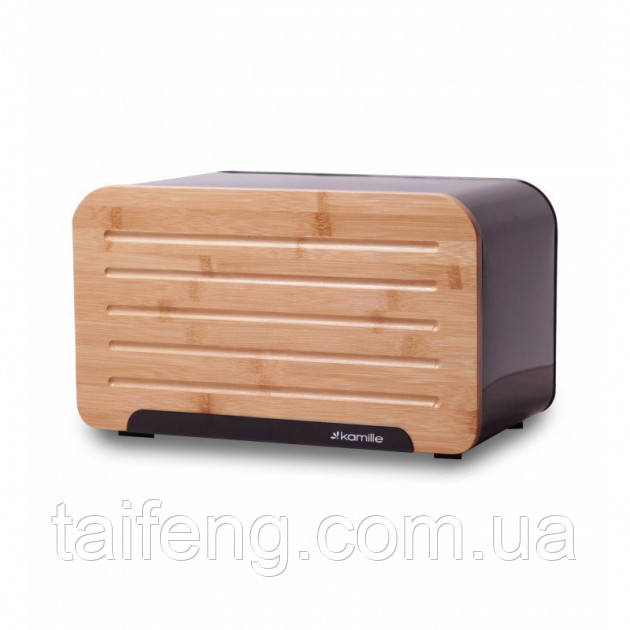 Хлібниця Kamille Bamboo 35х20 см з неіржавкої сталі Чорна KM-1107