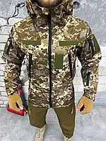 Армейская демисезонная куртка SoftShell пиксель Logos-Tac, военная осенняя куртка пиксель софтшел на флисе