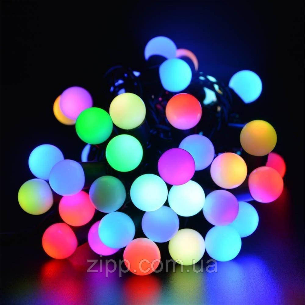 Гірлянда матова кулька 100 LED різнокольорова Чорний провід