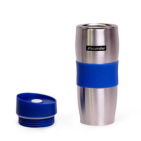 Термокухоль 380 мл Kamille з неіржавкої сталі TPR-накладка блакитний КМ-2053, фото 3