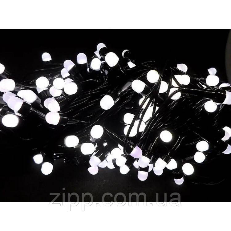 Гірлянда матова кулька 200 LED Холодний білий Чорний провід