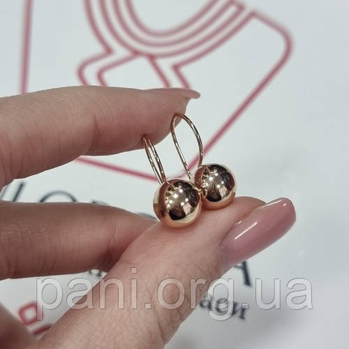 Сережки золоті класичні кулі гладенькі без каменів, фото 1