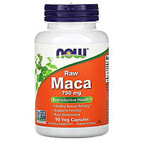 Необработанная мака 750 мг Now Foods Raw Maca для поддержания фертильности мужчин 90 растительных капсул