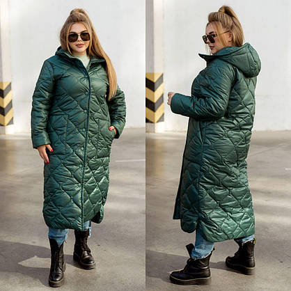 Тепле зимове пальто жіноче бордове великих розмірів, фото 2