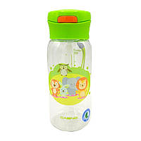 Бутылка для воды CASNO 400 мл KXN-1195 Зеленая (Малята-зверята) с соломинкой