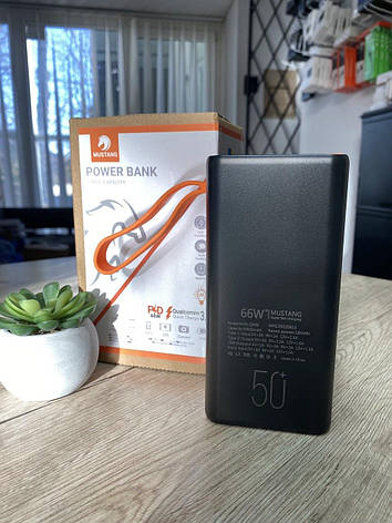 Зовнішній акумулятор Power Bank Mustang 50000mAh PD20+QC3.0 22.5W Повербанк, портативна батарея, фото 1