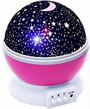 Дитячий круглий обертовий LED-нічник StarMaster/Cвітлодіодна USB лампа проєктор зоряне небо рожевий, фото 9