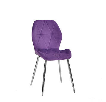 Оксамитовий стильний стілець на хромованих ніжках Remi CH у вітальню, кухню, кафе пурпуровий оксамит