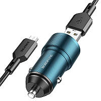 Автомобильное зарядное устройство Borofone BZ19A Wisdom QC3.0 metal 1USB 18W 2.4A USB - Mic EM, код: 8032789