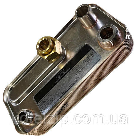 Вторинний пластинчастий теплообмінник ГВП 15 пл. Immergas Nike/Eolo Mini (з ручками). Art. 1.013430, фото 1