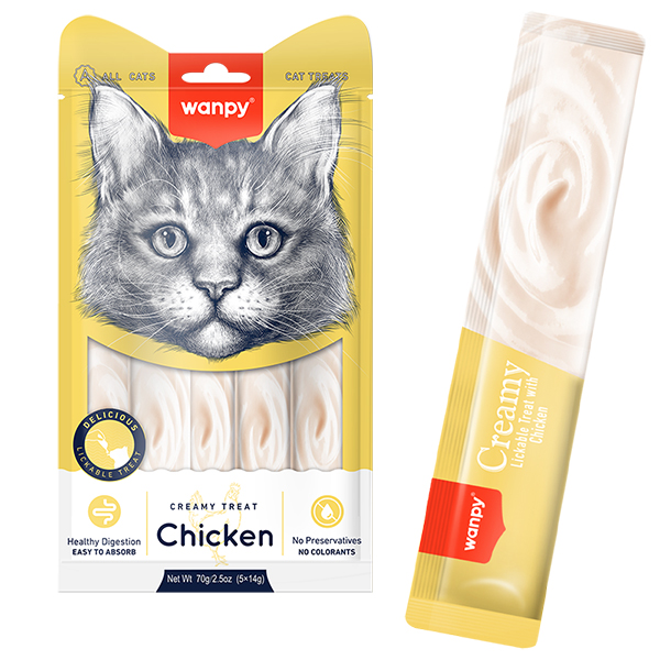Рідкі ласощі для котів Wanpy (Ванпі) Creamy Lickable Treats Chicken з куркою 5 шт
