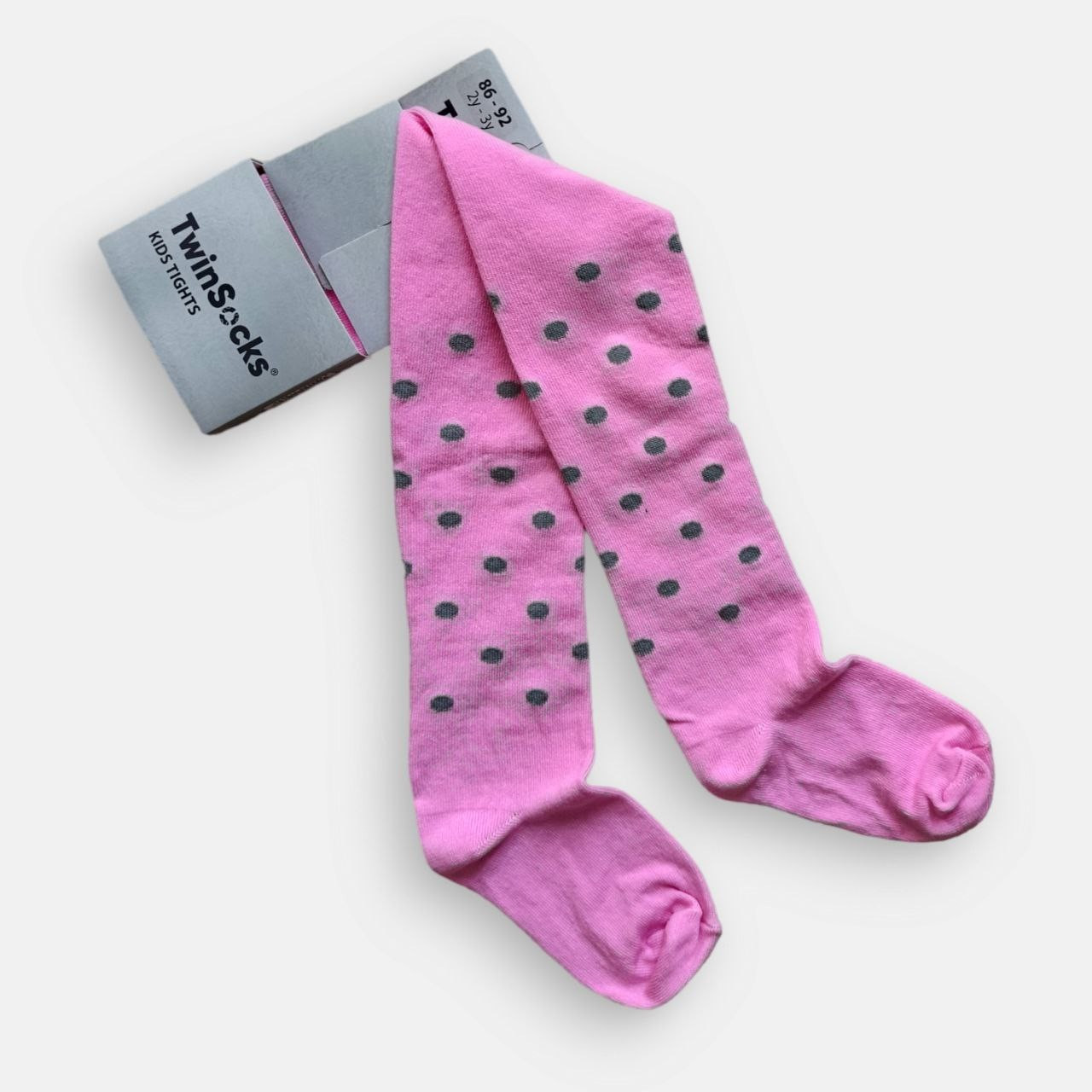 Колготи дитячі для дівчинки Twinsocks з принтом горошок рожевий, графіт