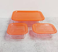 Набір харчових контейнерів 3 пр (380 мл, 380 мл, 1970 мл) Luminarc Keep'n'n'Box;Box Coral P8178 TR, код: 6601530