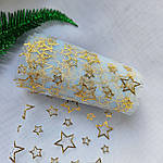 Фатин світло-блакитний з золотими зірками 8 см, фото 3