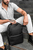 Рюкзак из экокожи с отделением для ноутбука, черный мужской городской кожаный портфель