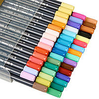 Набор двусторонних акварельных маркеров на водной основе 36 цветов для рисования и скетчинга, аквамаркеры