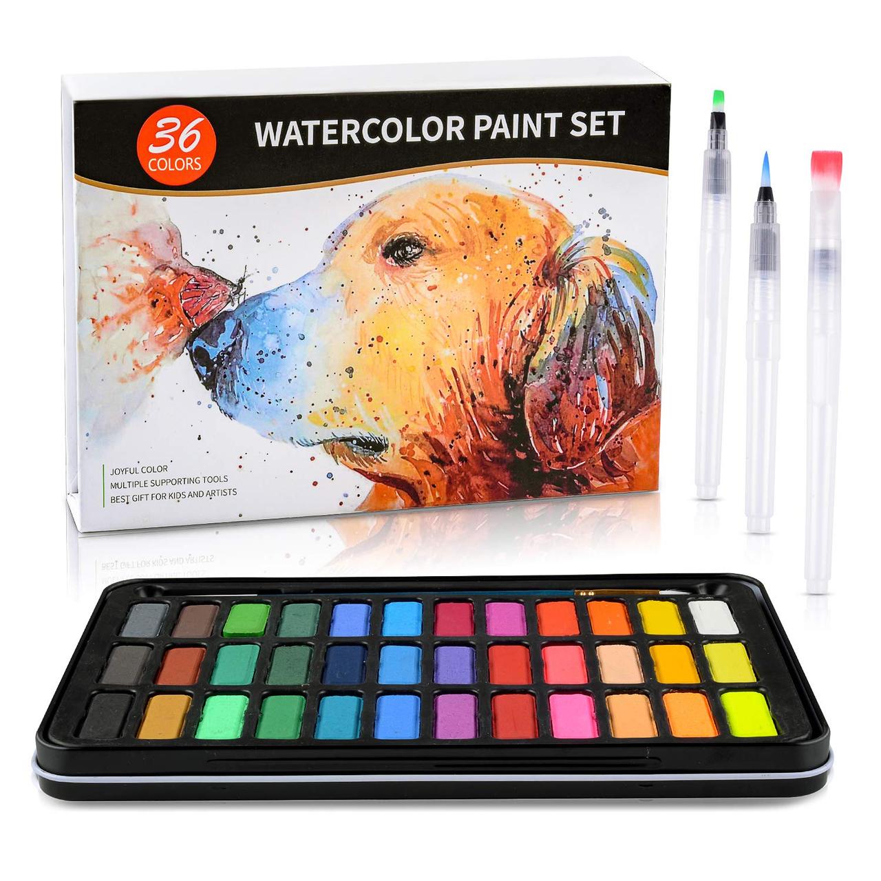 Подарунковий набір акварельних фарб для малювання Professional Paint Set 36 кольорів у металевому пеналі