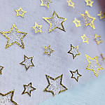 Фатин рожевий з золотими зірками 8 см, фото 3