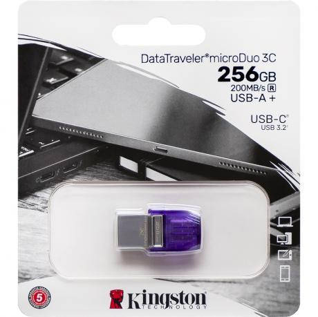 Флешка Kingston USB 256Gb DT microDuo 3C 32 (Type-A/Type-C) (200Mb/s) 328110 MZOPT, фото 1
