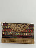 Сумочка маленька через плече котонова із шкіряним декором 23х15 см, фото 8