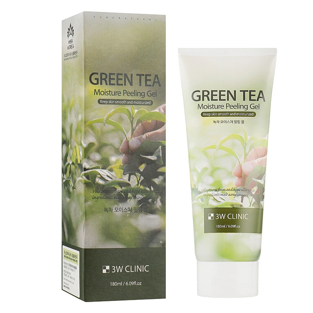 Зволожуючий пілінг-гель із екстрактом зеленого чаю 3W Clinic Green Tea Moisture Peeling Gel 180 мл