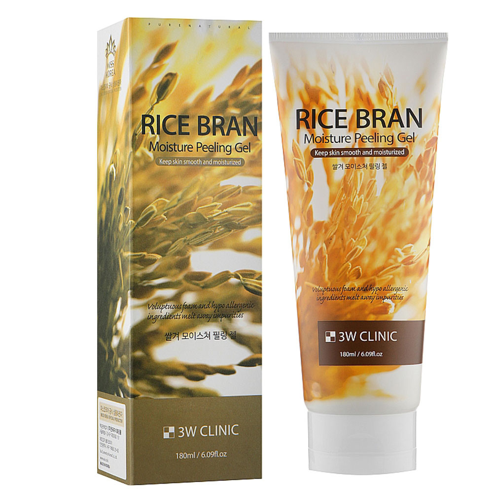 Пілінг-гель для обличчя з бурим рисом 3W Clinic Moisture Rice Bran Peeling Gel 180 мл
