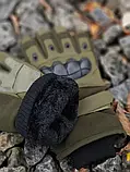 Тактичні утеплені рукавиці з Хутром / Чорні, фото 4